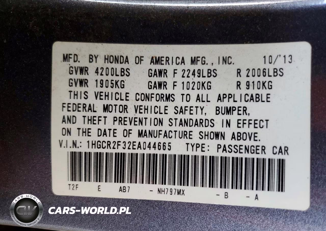 2014 Honda Accord Lx VIN:1HGCR2F32EA044665 - 12