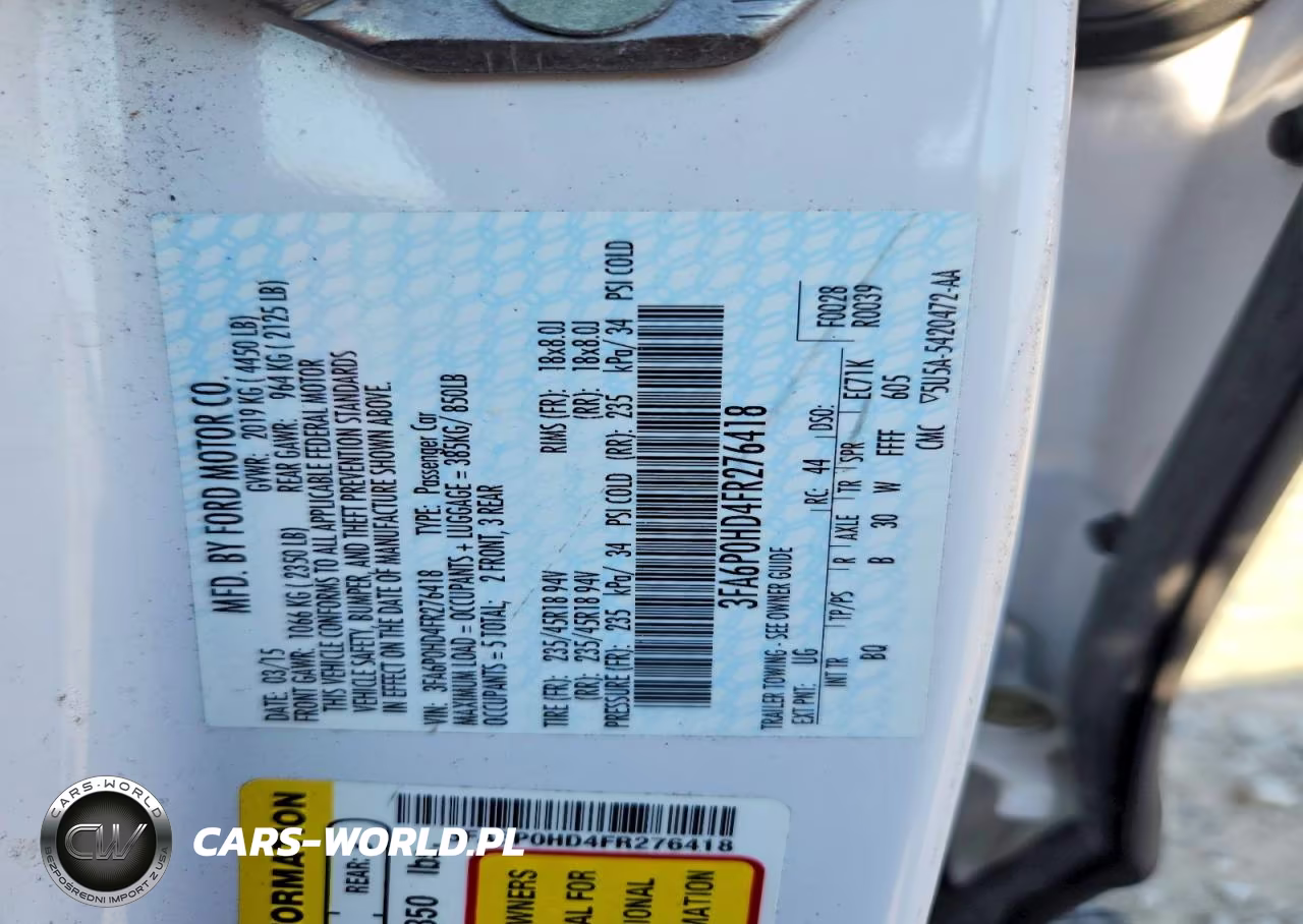 2015 Ford Fusion Se VIN:3FA6P0HD4FR276418 - 12