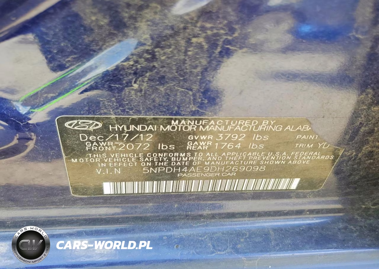 2013 Hyundai Elantra Limited VIN:5NPDH4AE9DH269098 - 12