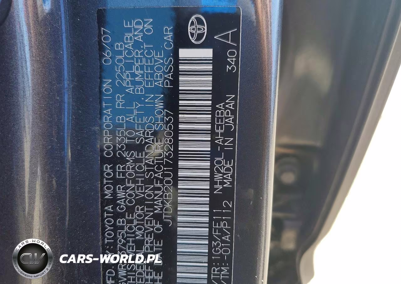 2007 Toyota Prius Base VIN:JTDKB20U173280537 - 12