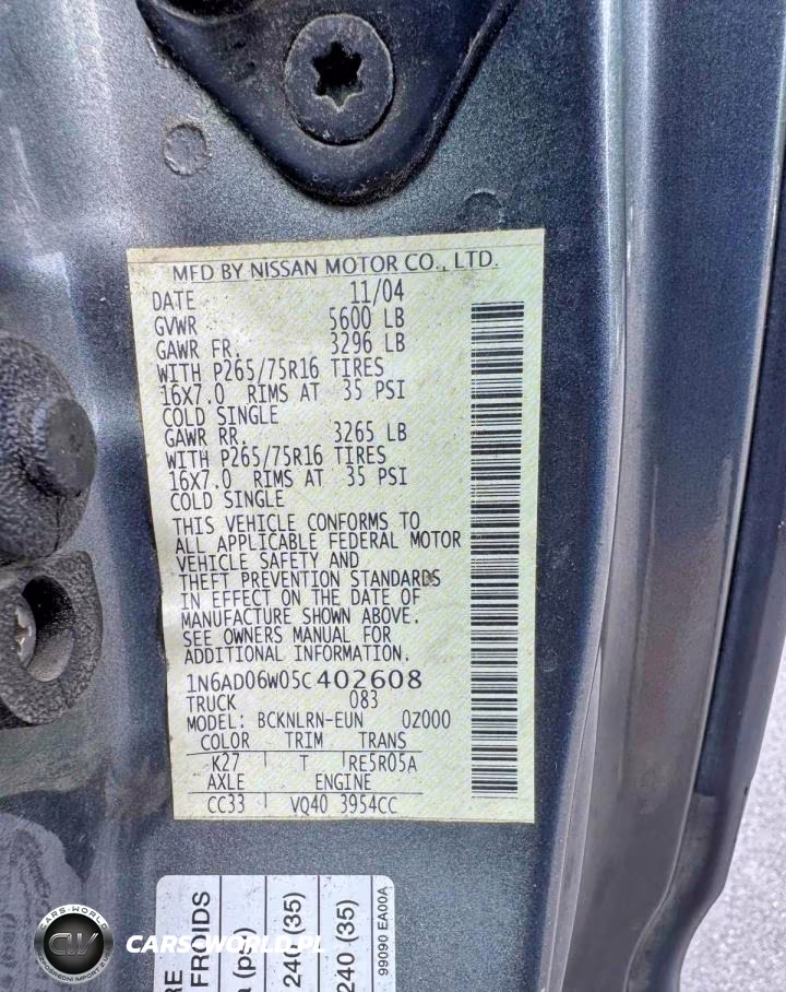 2005 Nissan Frontier Se VIN:1N6AD06W05C402608 - 11