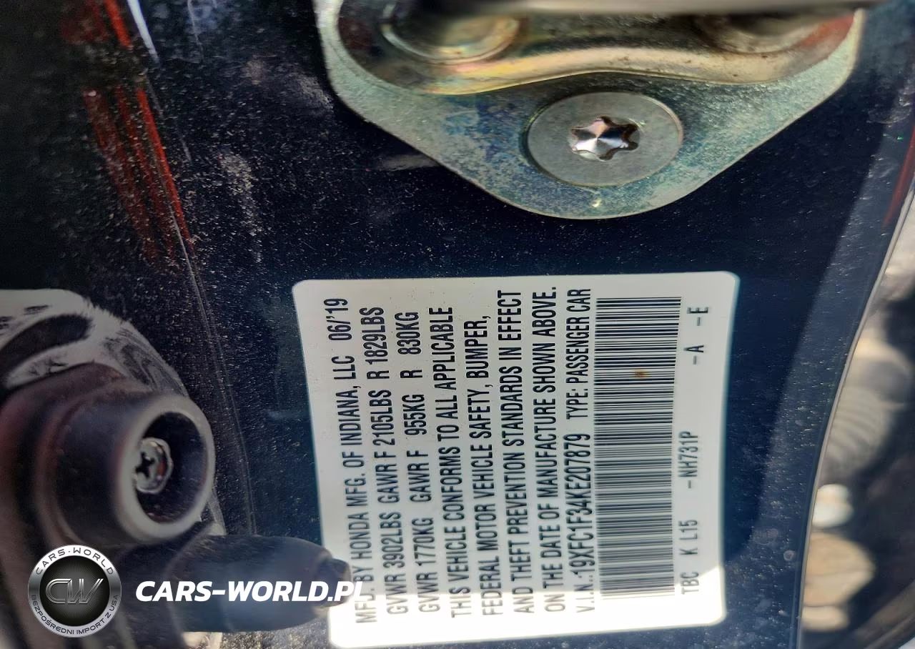 2019 Honda Civic Ex VIN:19XFC1F34KE207879 - 12