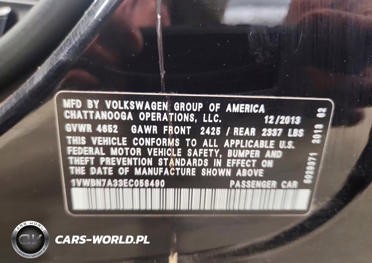 2014 Volkswagen Passat Se VIN:1VWBN7A33EC058490 - 12