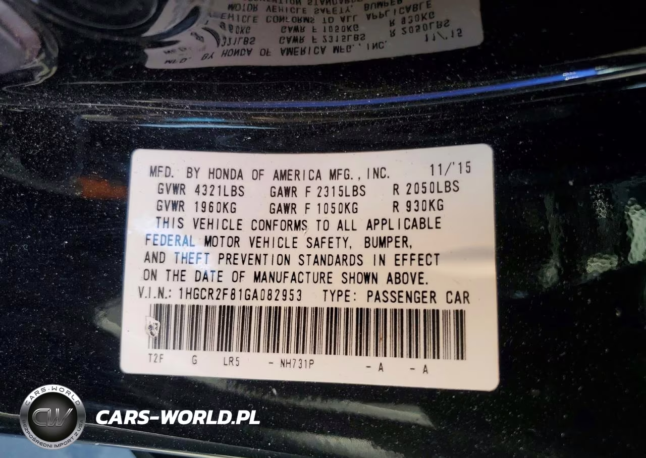 2016 Honda Accord Exl VIN:1HGCR2F81GA082953 - 12