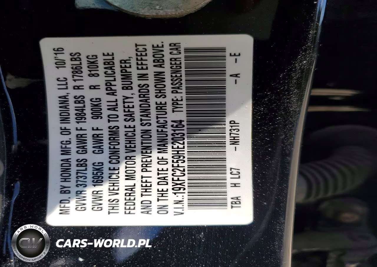 2017 Honda Civic Lx VIN:19XFC2F59HE203164 - 13