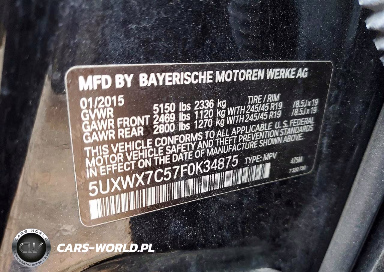 2015 BMW X3 xDrive35I VIN:5UXWX7C57F0K34875 - 13