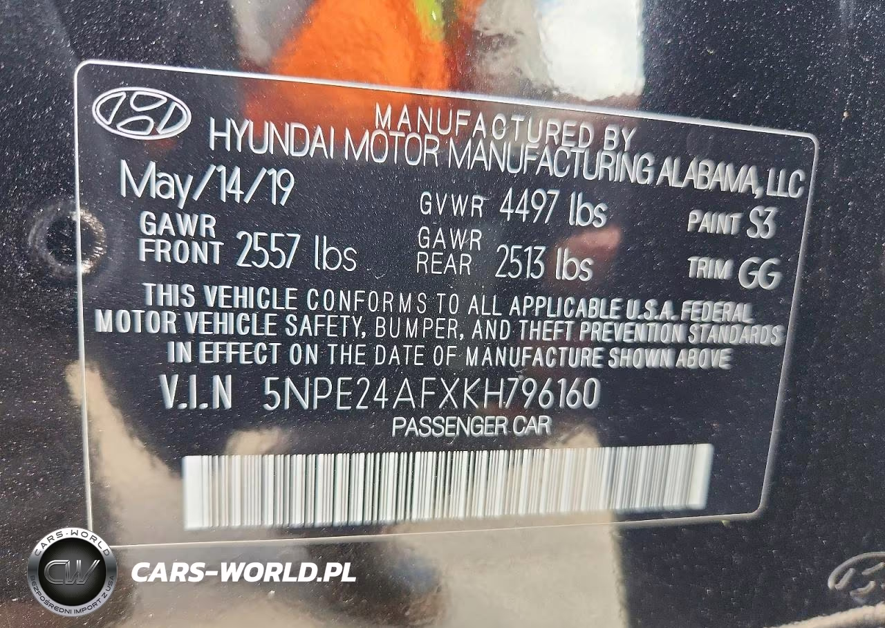 2019 Hyundai Sonata VIN:5NPE24AFXKH796160 - 13