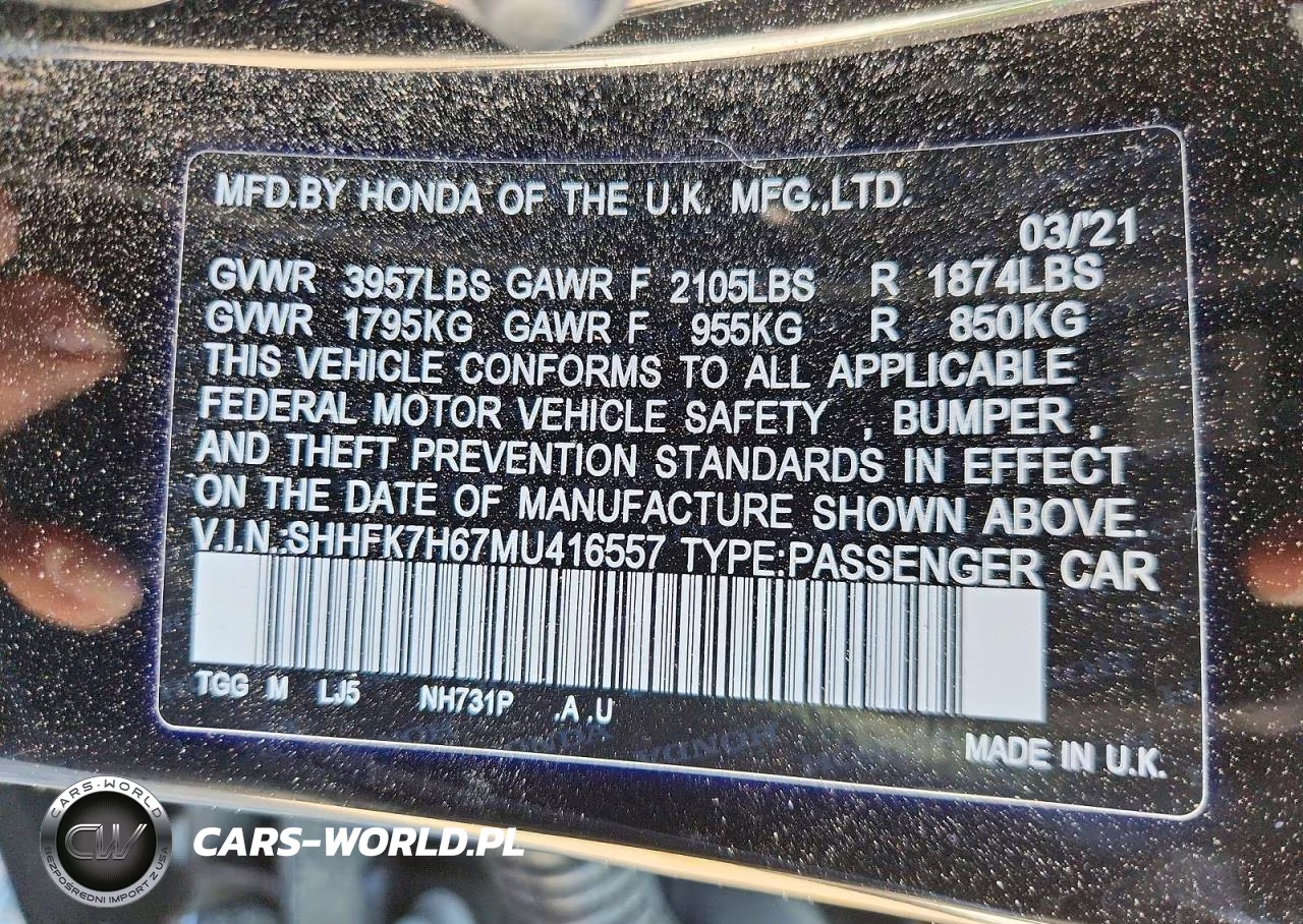 2021 Honda Civic Ex VIN:SHHFK7H67MU416557 - 13
