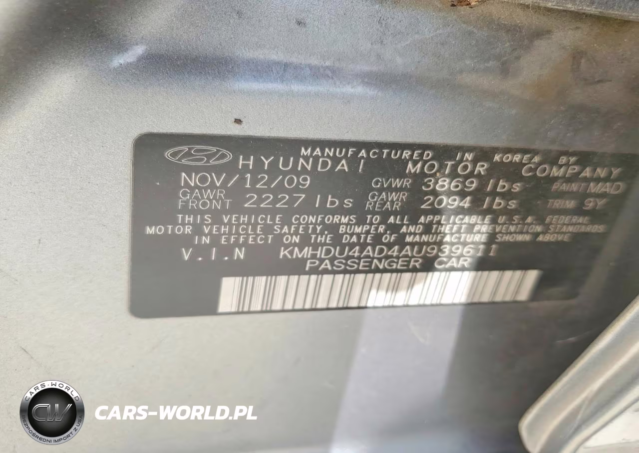 2010 Hyundai Elantra Gls VIN:KMHDU4AD4AU939611 - 12