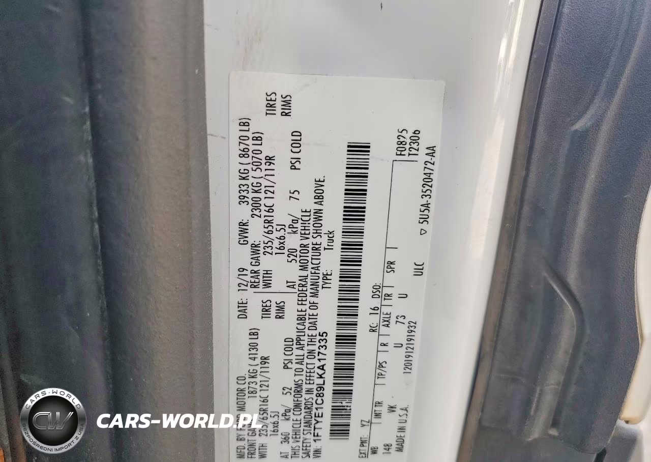 2020 FORD TRANSIT 150 VIN:1FTYE1C89LKA17335 - 13