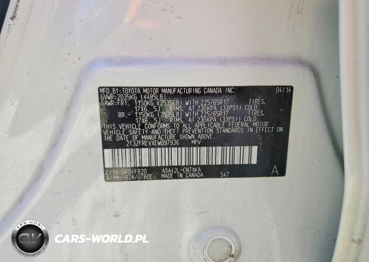 2014 Toyota Rav4 Le VIN:2T3ZFREVXEW097936 - 14
