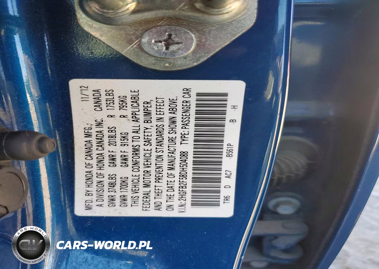 2013 Honda Civic Lx VIN:2HGFB2F58DH504088 - 13