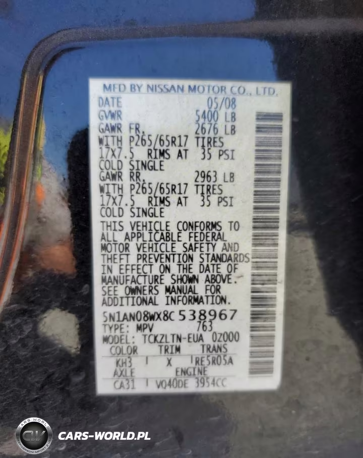 2008 Niss Xterra Off Road VIN:5N1AN08WX8C538967 - 13