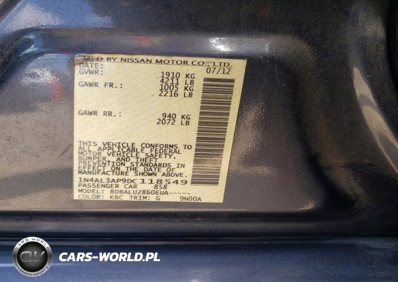 2013 Nissan Altima 2.5 VIN:1N4AL3AP9DC118549 - 12