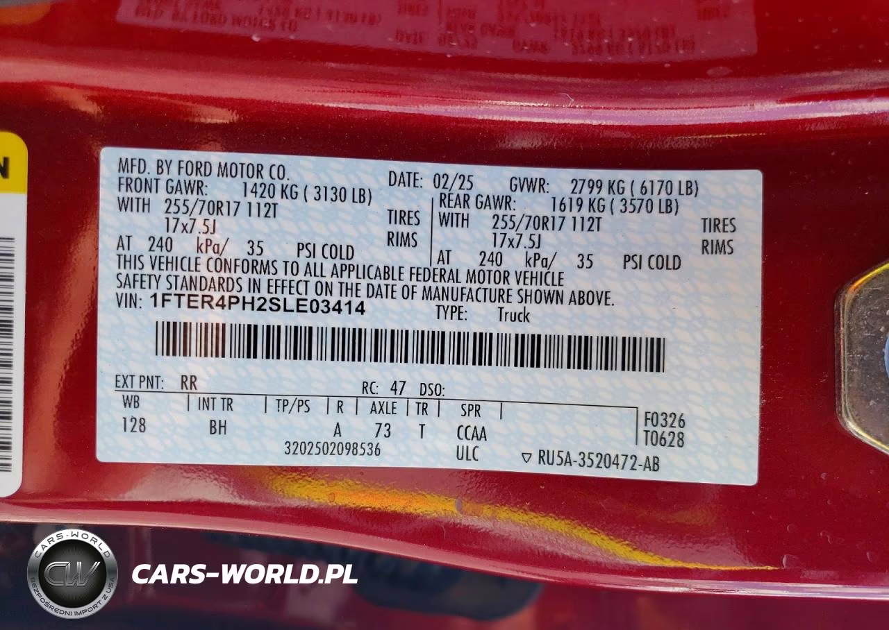 2025 Ford Ranger Xl VIN:1FTER4PH2SLE03414 - 12
