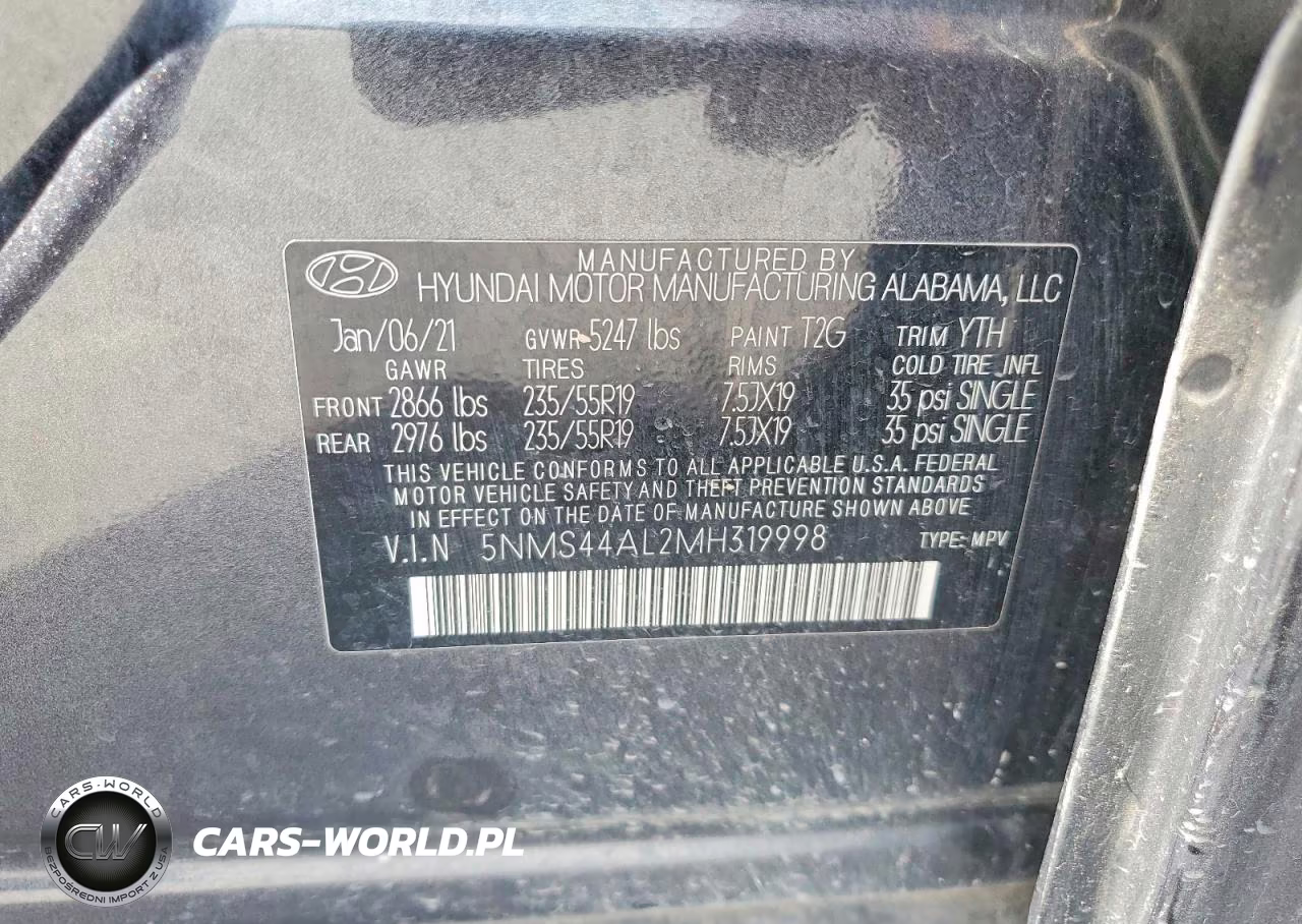 2021 Hyundai Santa Fe Limited VIN:5NMS44AL2MH319998 - 13