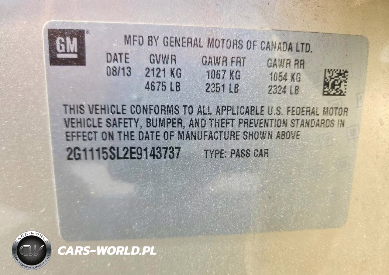 2014 Chevrolet Impala Lt VIN:2G1115SL2E9143737 - 13