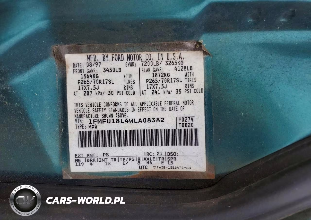 1998 Ford Expedition VIN:1FMFU18L4WLA08382 - 13