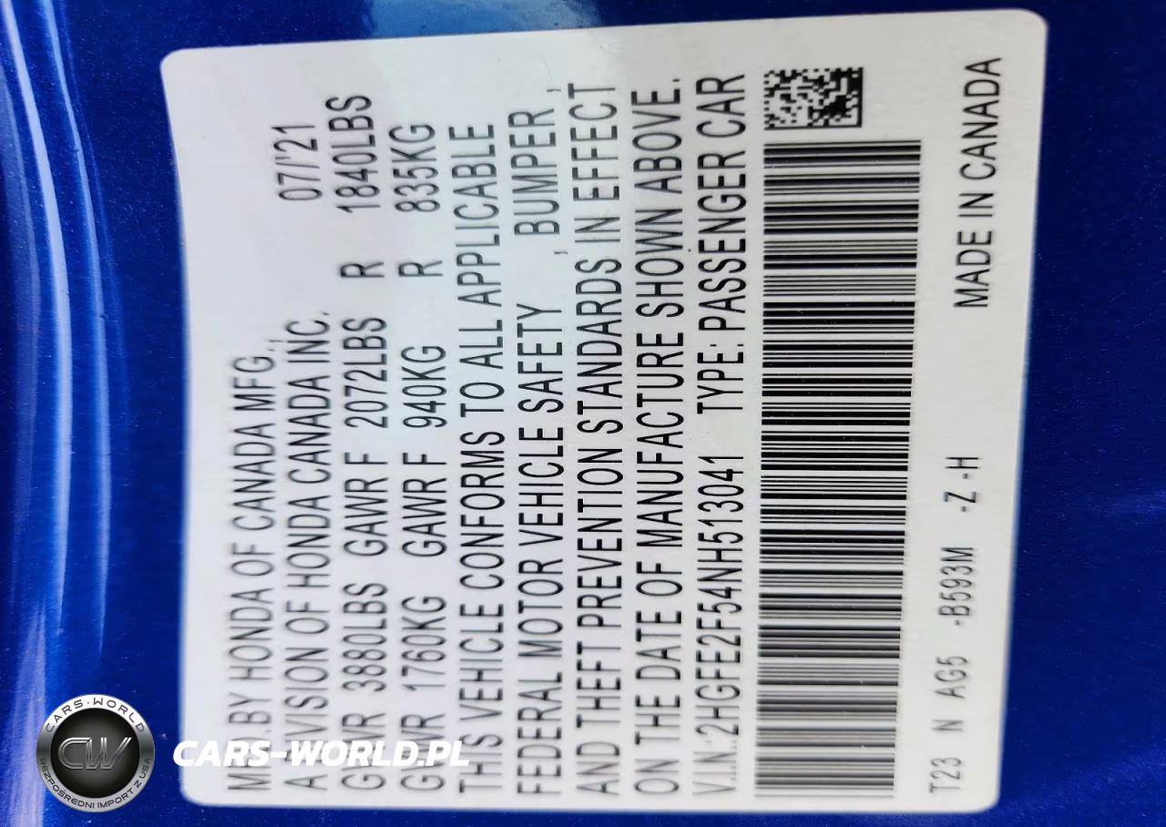 2022 Honda Civic Sport VIN:2HGFE2F54NH513041 - 12