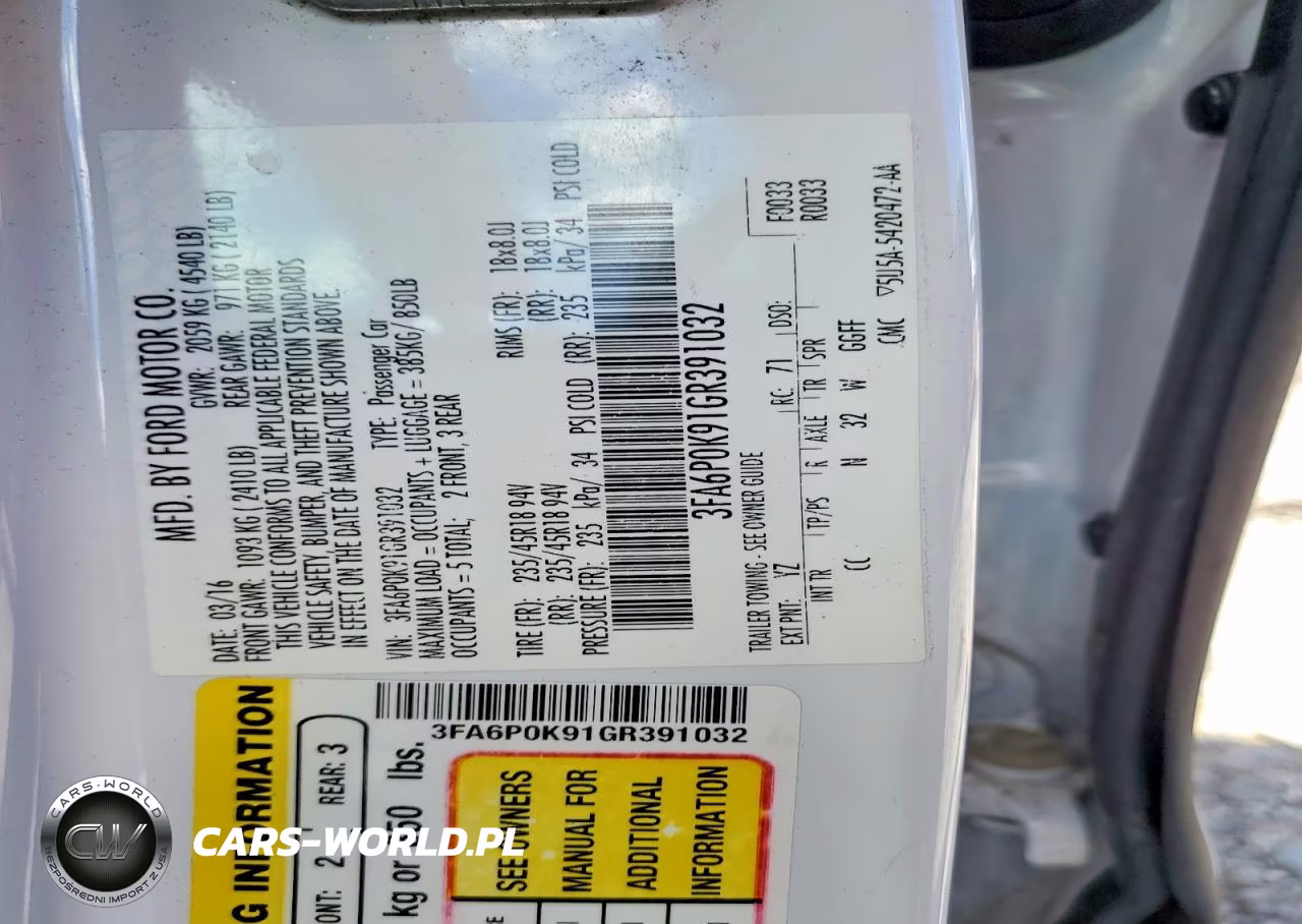 2016 Ford Fusion Titanium VIN:3FA6P0K91GR391032 - 12
