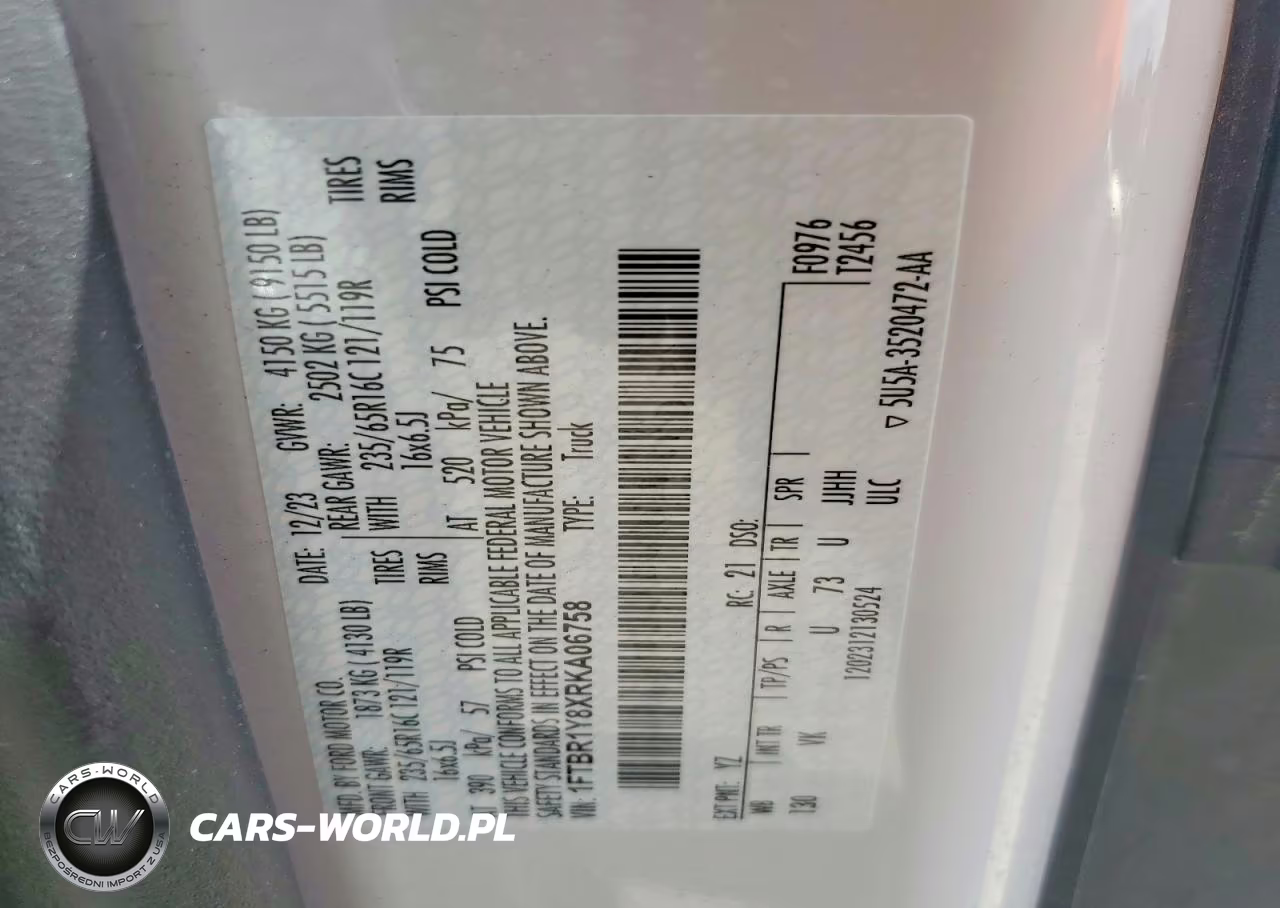 2024 Ford Transit T-250 Delivery Van VIN:1FTBR1Y8XRKA06758 - 13