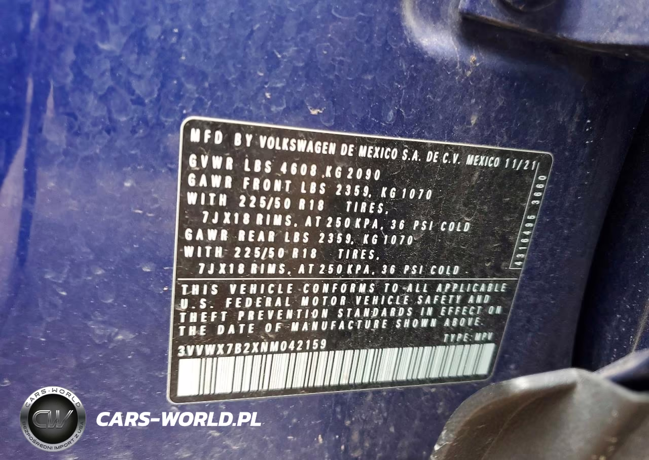 2022 Volkswagen Taos Se VIN:3VVWX7B2XNM042159 - 14