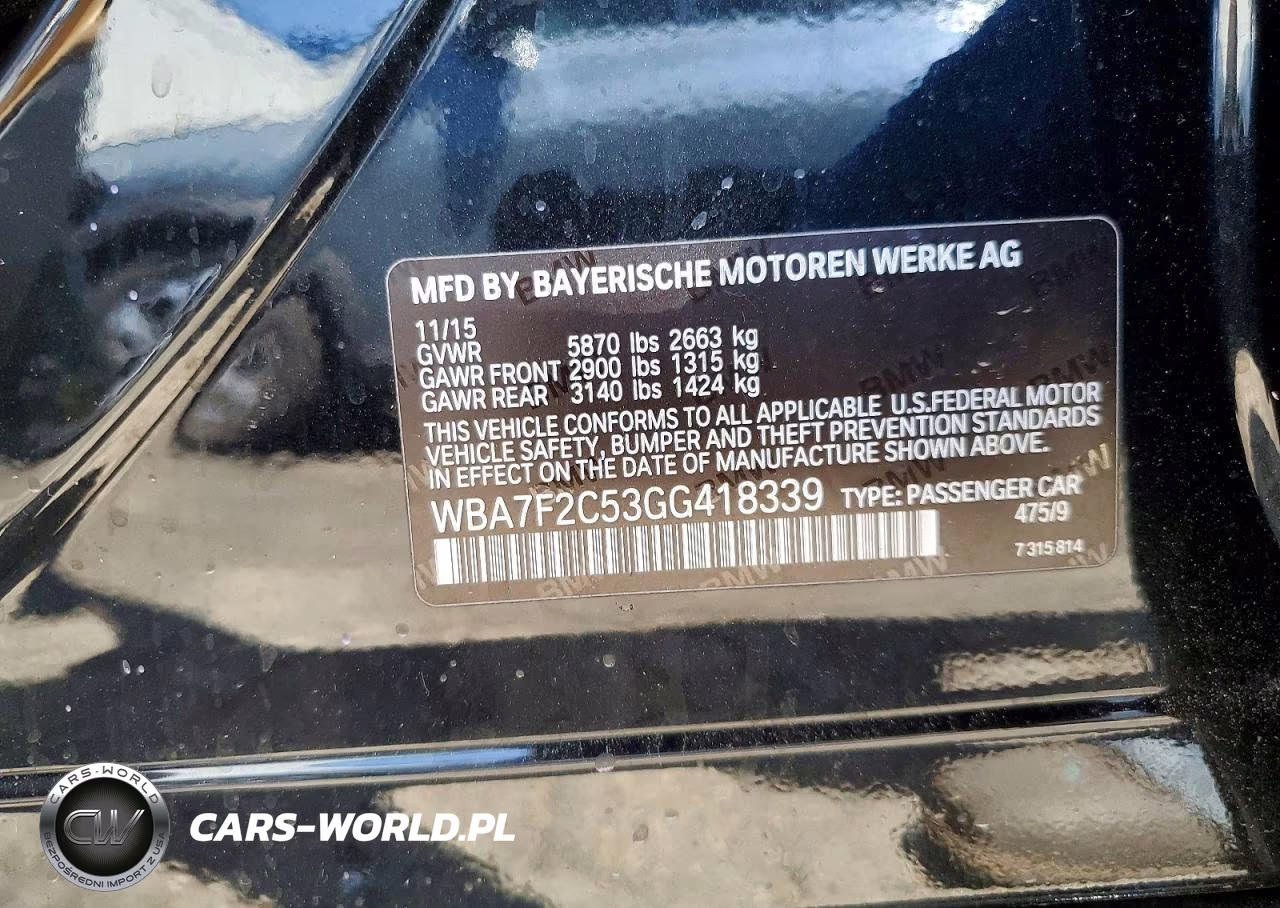 2016 BMW 750 Xi VIN:WBA7F2C53GG418339 - 12