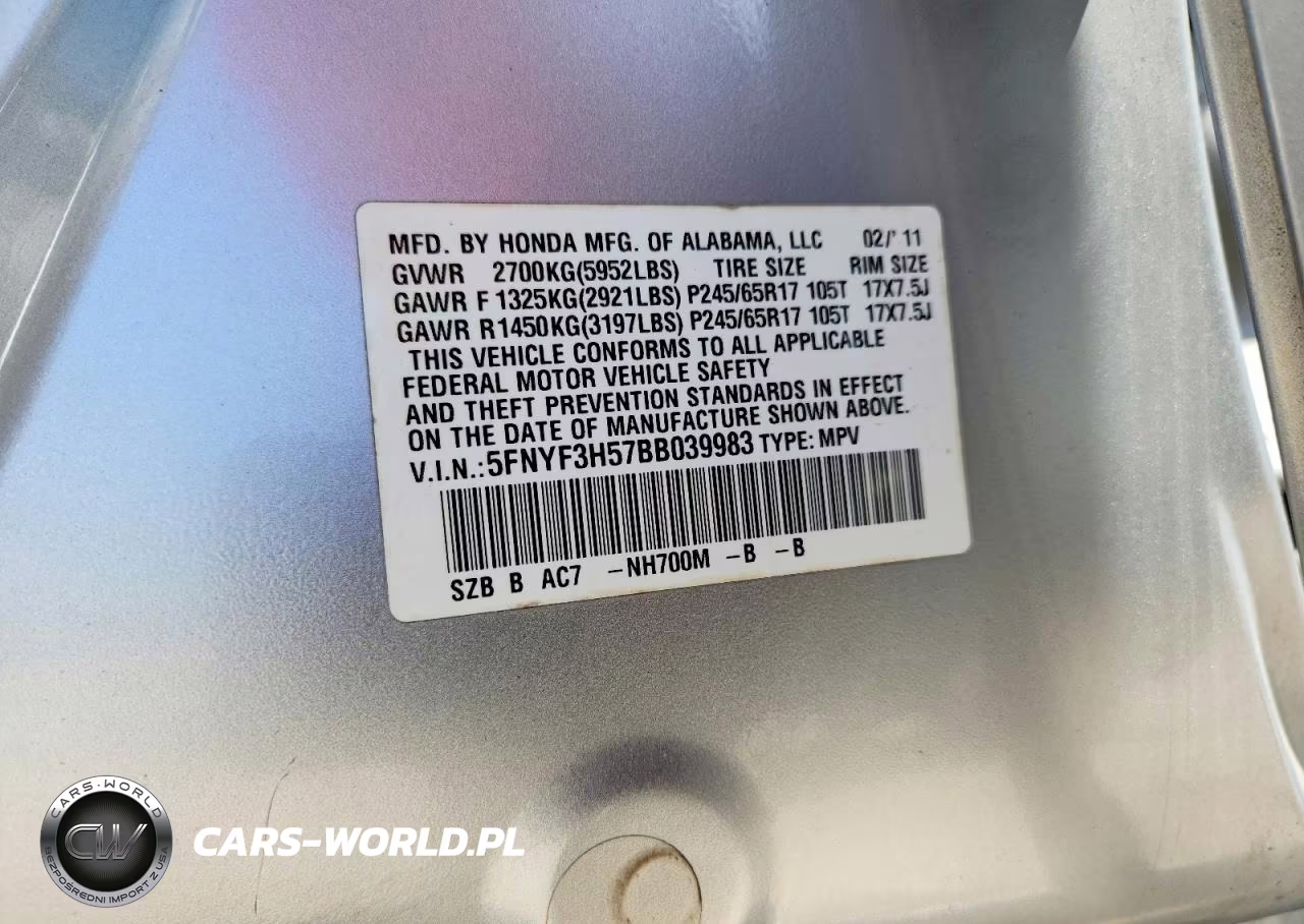 2011 Honda Pilot Exl VIN:5FNYF3H57BB039983 - 13