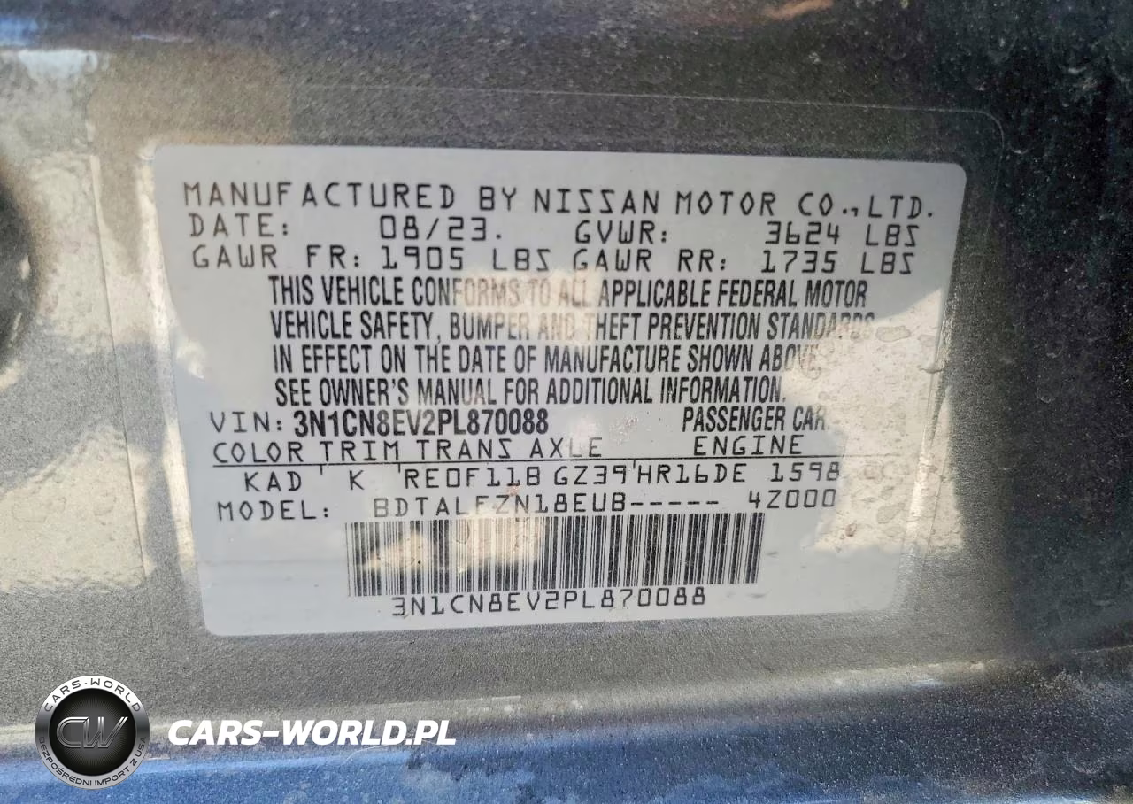 2023 Nissan Versa Sv VIN:3N1CN8EV2PL870088 - 13