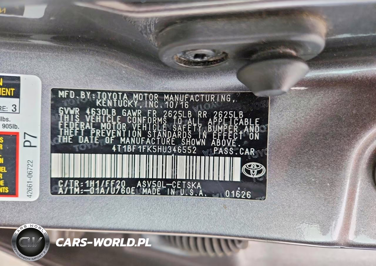 2017 Toyota Camry Se VIN:4T1BF1FK5HU346552 - 12