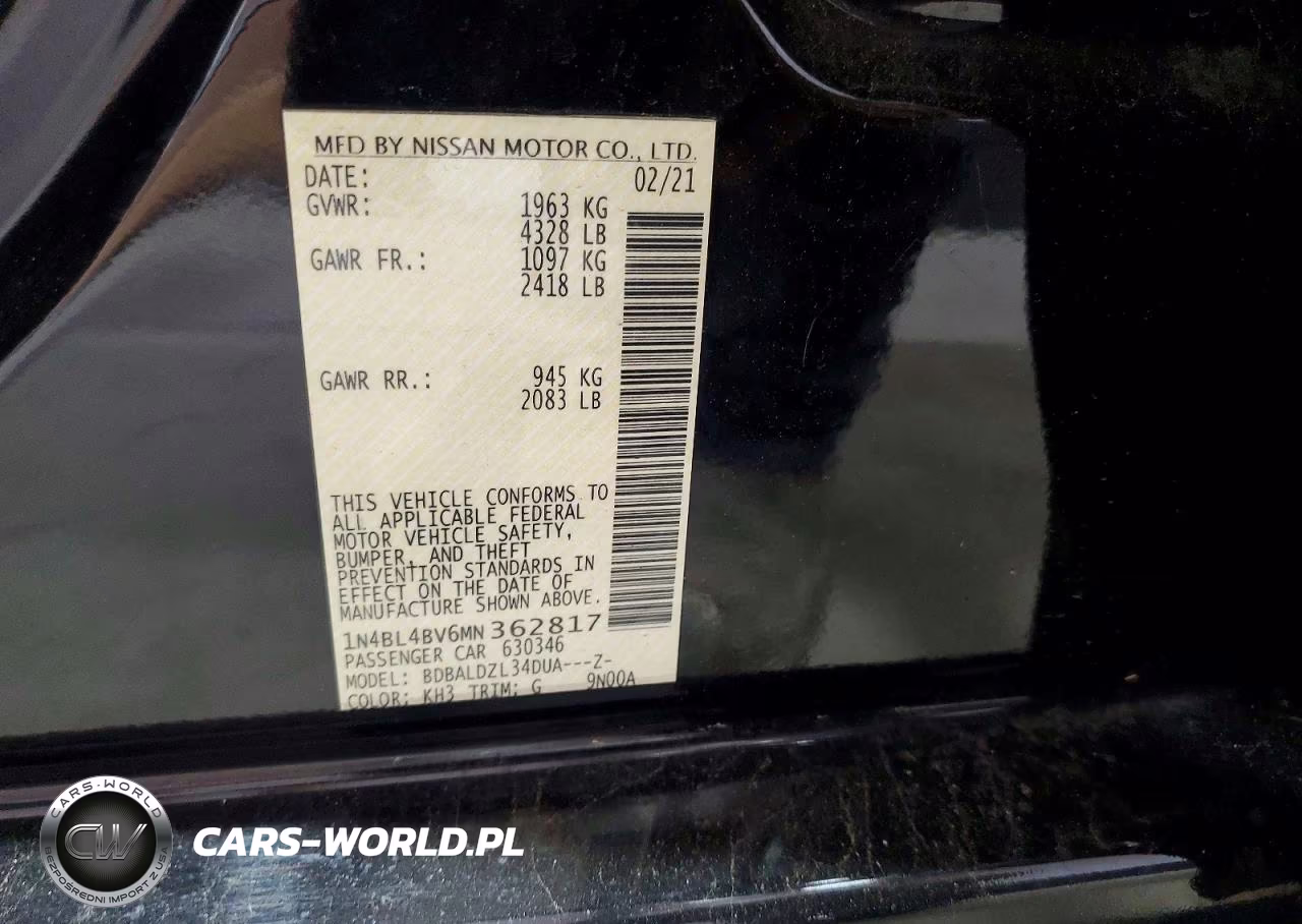 2021 Nissan Altima S VIN:1N4BL4BV6MN362817 - 13