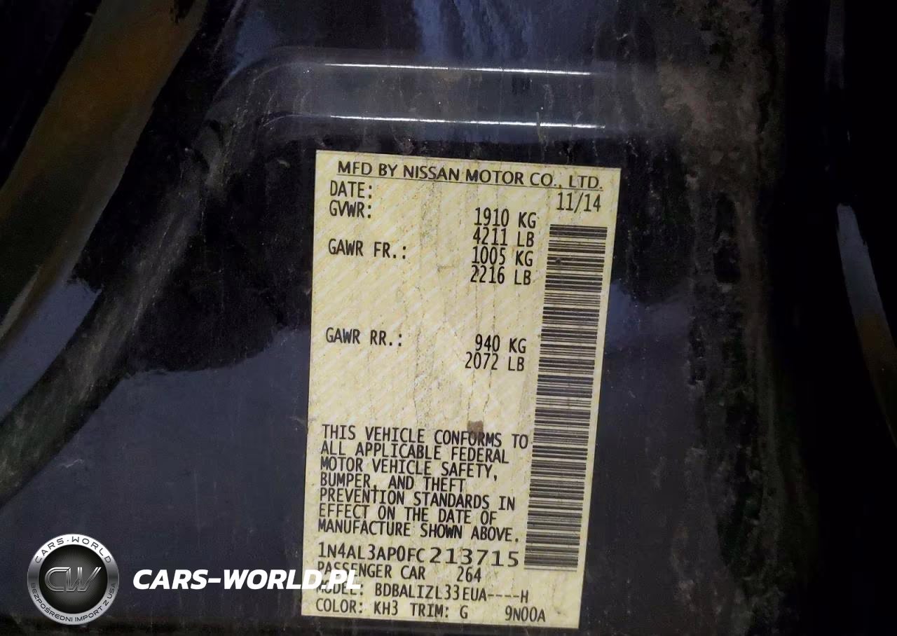 2015 Nissan Altima 2.5 Sv VIN:1N4AL3AP0FC213715 - 12
