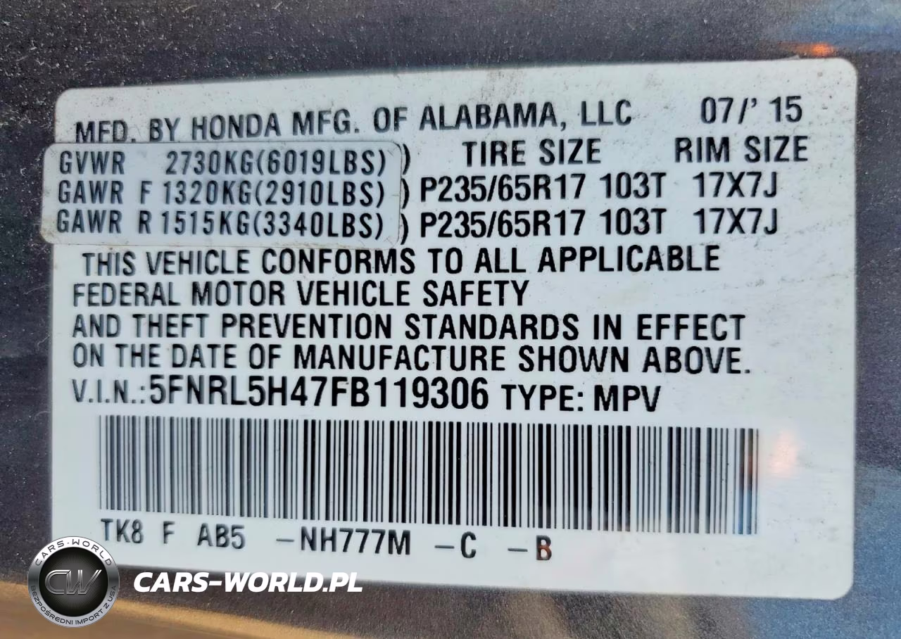 2015 Honda Odyssey Ex VIN:5FNRL5H47FB119306 - 14