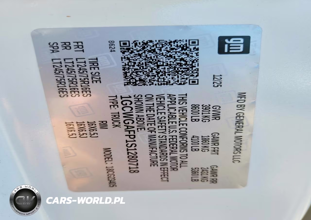 2025 Chevrolet Express G2500 VIN:1GCWGAFP1S1280718 - 14