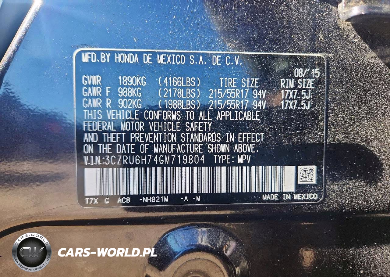 2016 Honda Hr-V Exl VIN:3CZRU6H74GM719804 - 13