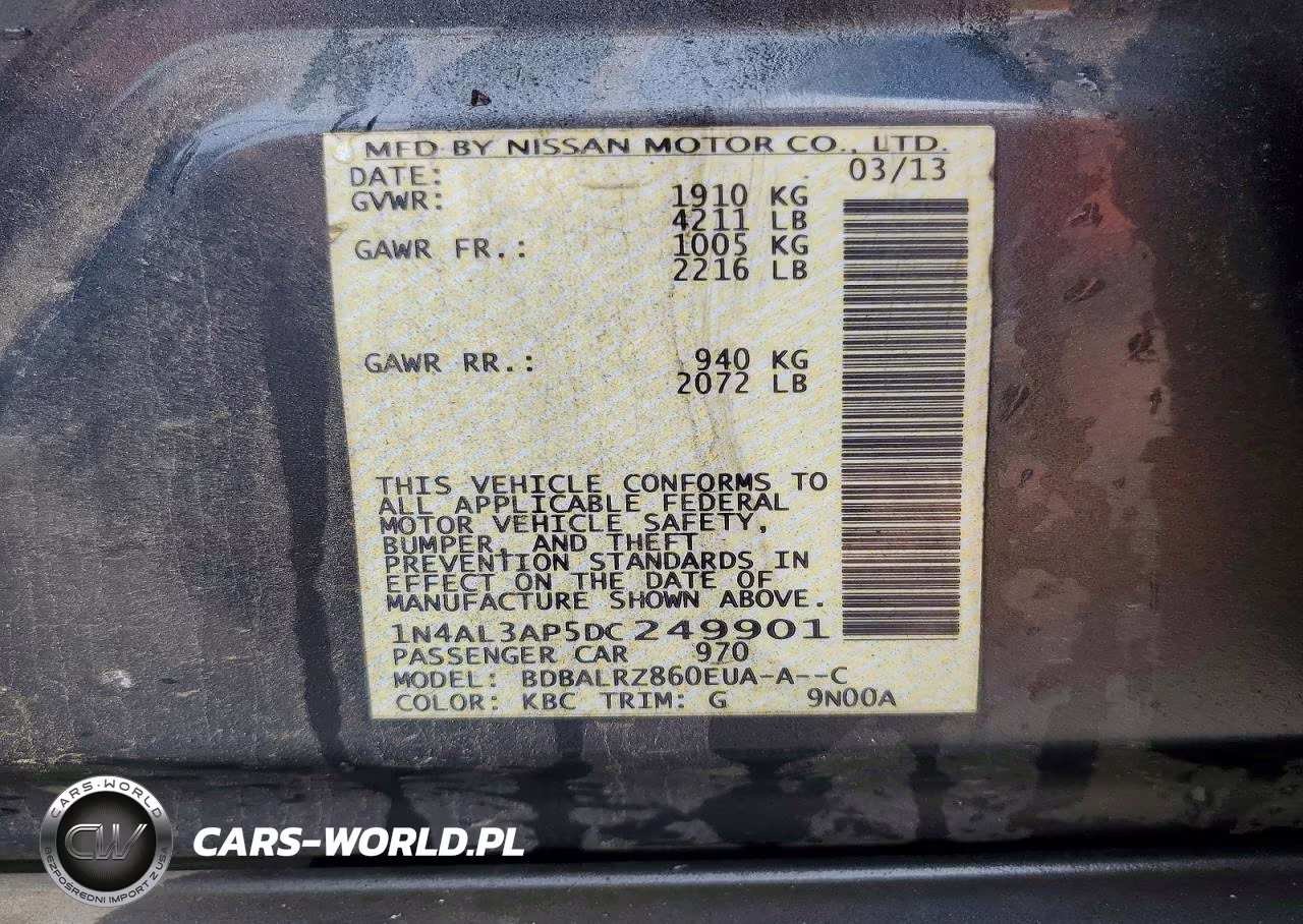 2013 Nissan Altima 2.5 VIN:1N4AL3AP5DC249901 - 13