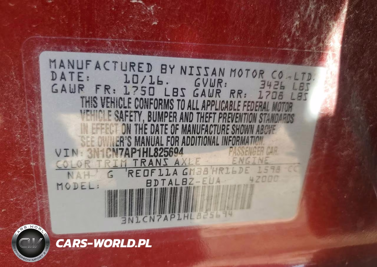 2017 Nissan Versa 1.6 Sv VIN:3N1CN7AP1HL825694 - 12