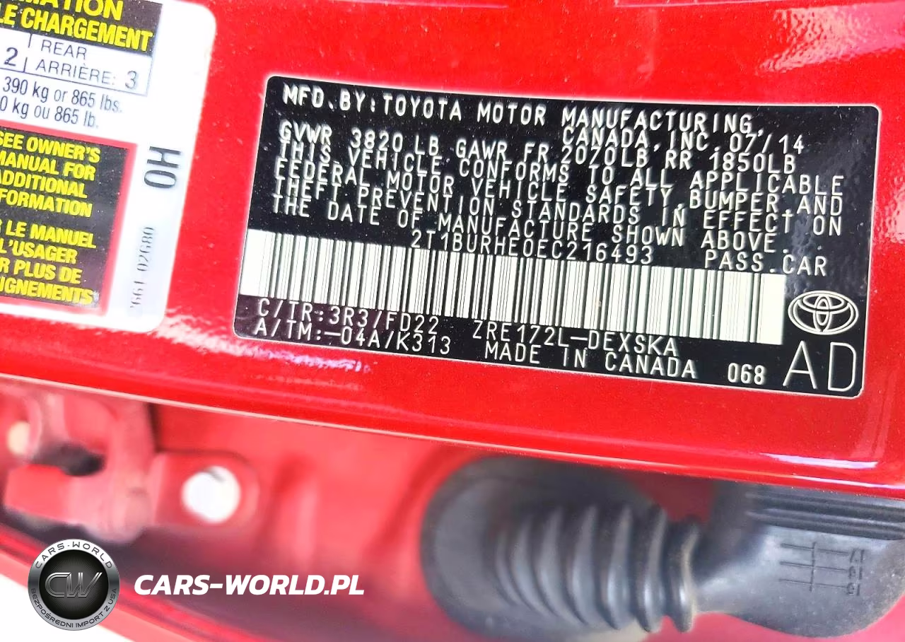 2014 Toyota Corolla S Plus VIN:2T1BURHE0EC216493 - 13