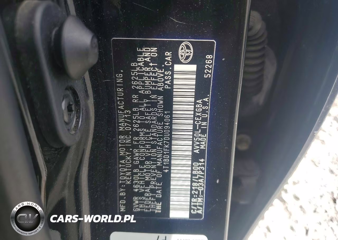 2013 Toyota Camry Hybrid Xle VIN:4T1BD1FK7DU094061 - 12