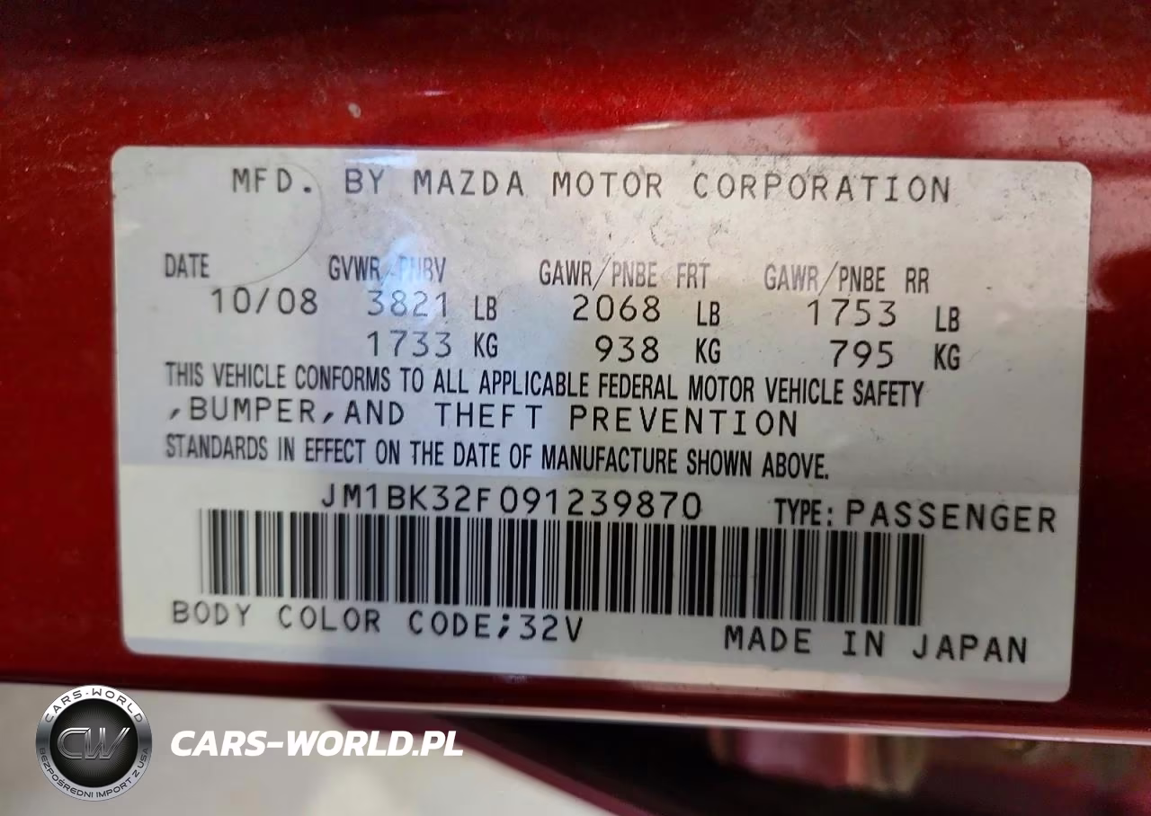 2009 Mazd Mazda3 VIN:JM1BK32F091239870 - 12