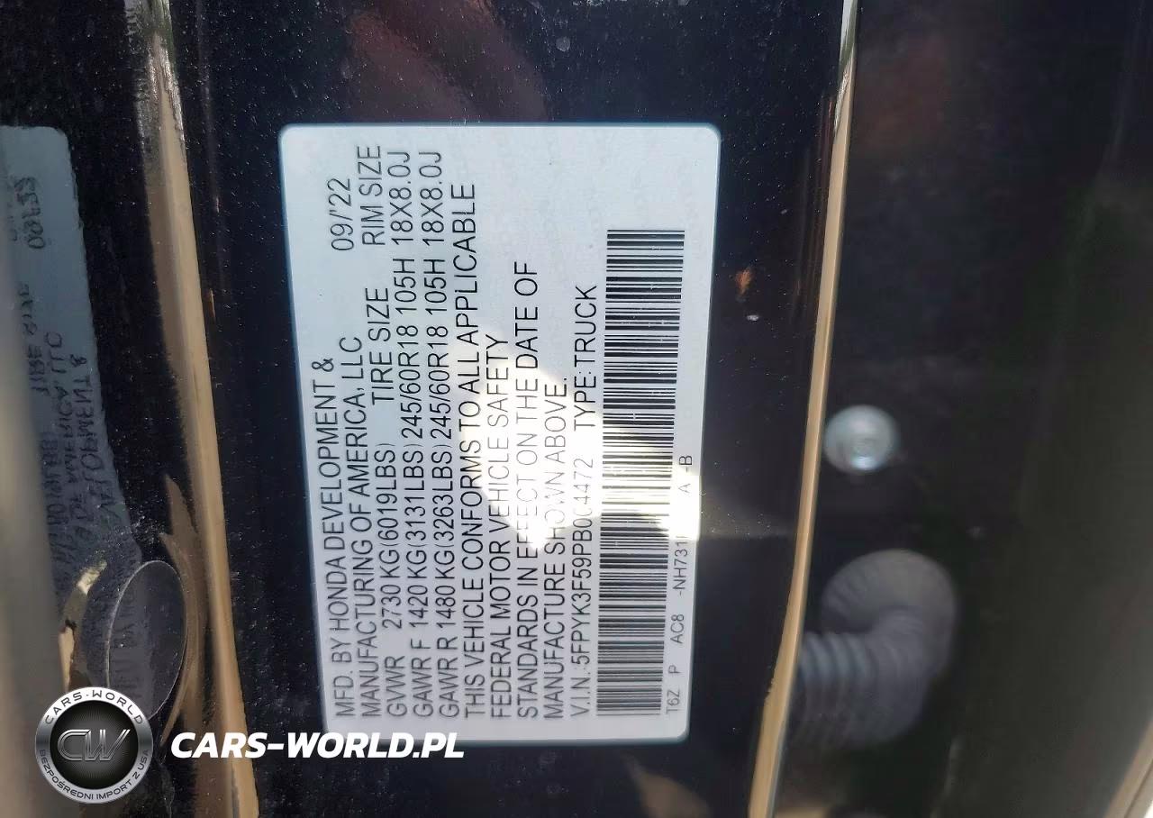 2023 Honda Ridgeline Rtl VIN:5FPYK3F59PB004472 - 12