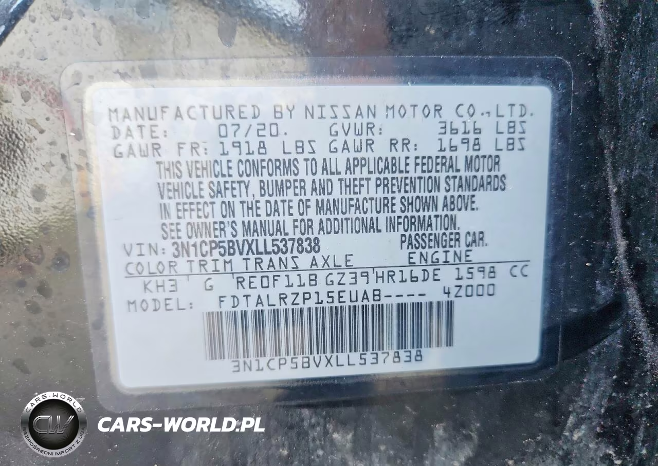 2020 Nissan Kicks S VIN:3N1CP5BVXLL537838 - 12