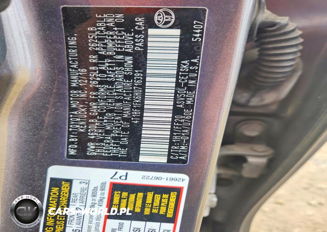 2017 Toyota Camry Se VIN:4T1BF1FK6HU716391 - 12