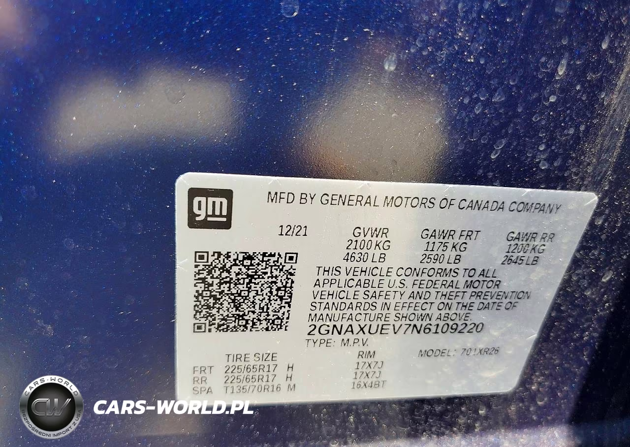 2022 Chevrolet Equinox Lt VIN:2GNAXUEV7N6109220 - 13