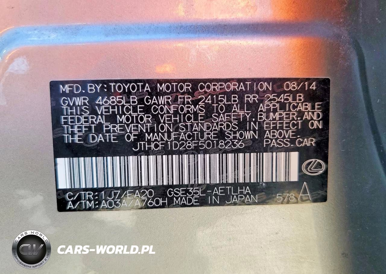 2015 Lexus Is 250 VIN:JTHCF1D28F5018236 - 12