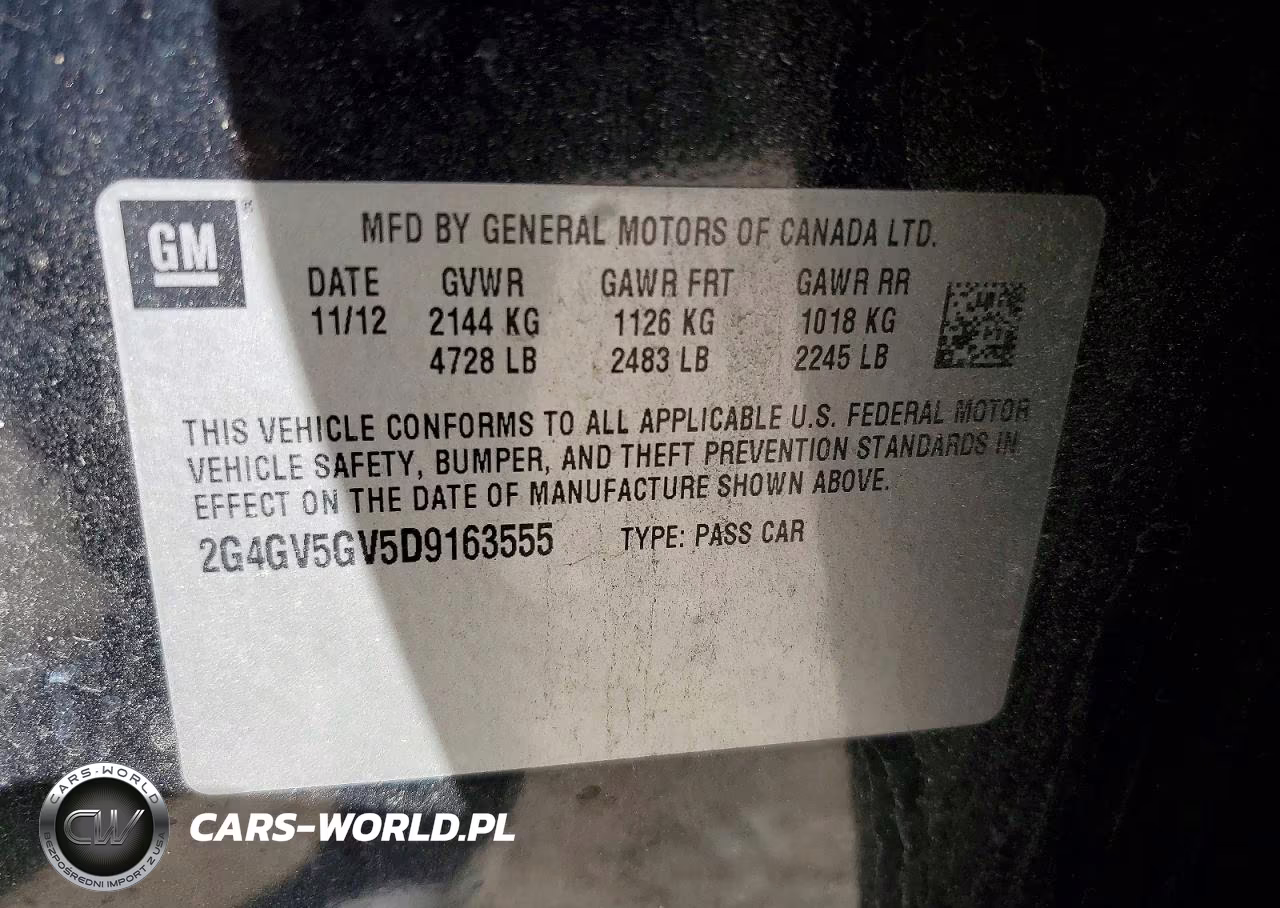 2013 Buick Regal Gs VIN:2G4GV5GV5D9163555 - 12