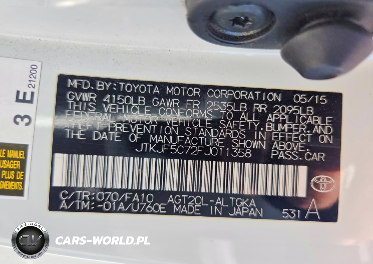 2015 Scion Tc Base VIN:JTKJF5C72FJ011358 - 12