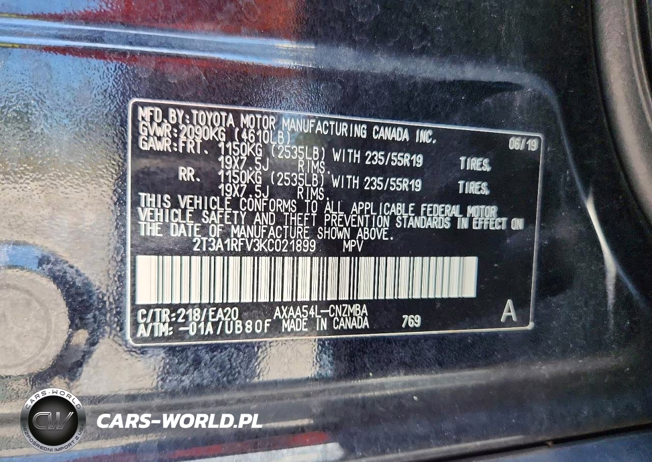 2019 Toyota Rav4 Xle Premium VIN:2T3A1RFV3KC021899 - 13