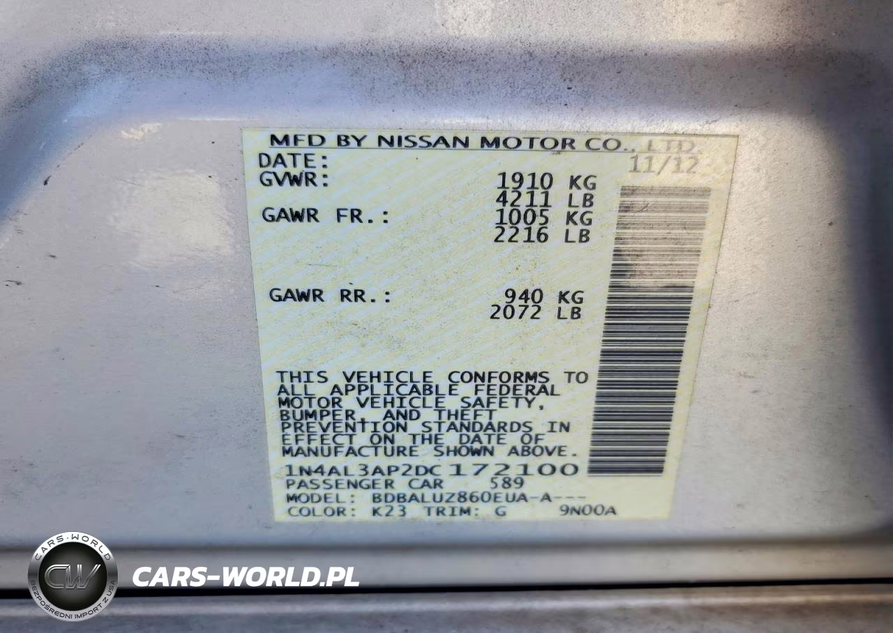 2013 Nissan Altima 2.5 VIN:1N4AL3AP2DC172100 - 12