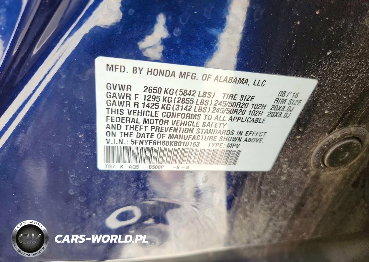 2019 Honda Pilot Touring VIN:5FNYF6H68KB010163 - 14